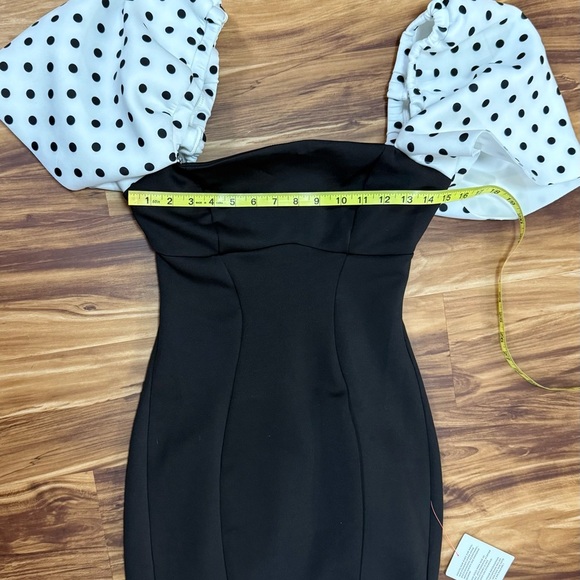 ASOS Black Dress with Polka Dot Puff Sleeves - Picture 2 of 6